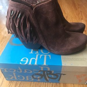 OTBT Folkloric Oiled Suede Fringe Bootie Size 8